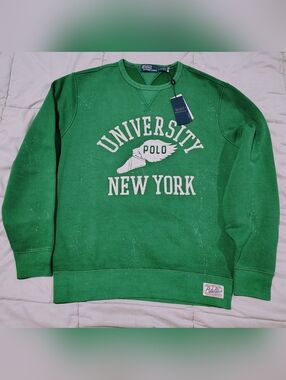 Polo by Ralph Lauren Green 'University New York' Crewneck Sweatshirt Size Large